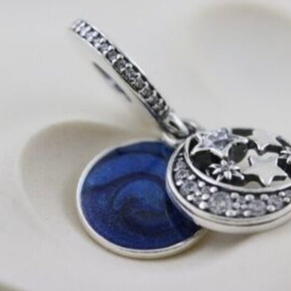 Pandora Moon & Blue Sky Dangle Charm - Picture 2 of 5